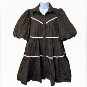 Elegant Brown Dress with White Accents